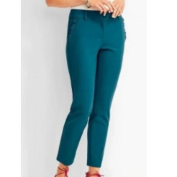Talbots Teal Capri Pants – Ruffle Pocket Detail – Size 4P - Picture 1 of 10